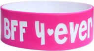 pink with white colored text one inch bands